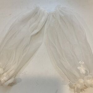 Elegant Sheer White Sleeves with Floral Accents